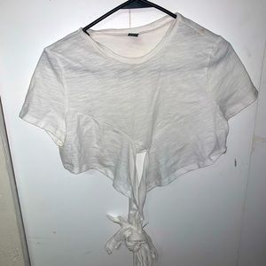 Cross body white crop top